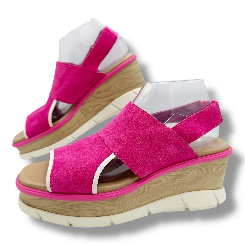 Sorel Joanie III Women's Fuchsia Suede Wedge Platform Sandals Size 10 - Picture 2 of 11